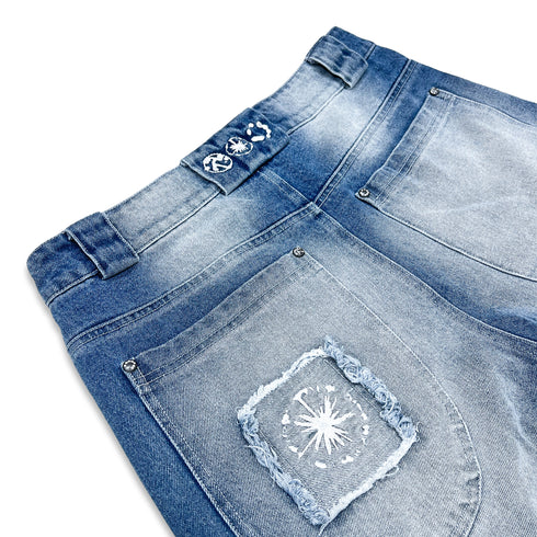 blue 'origin' jorts