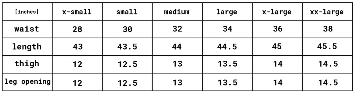 Size chart