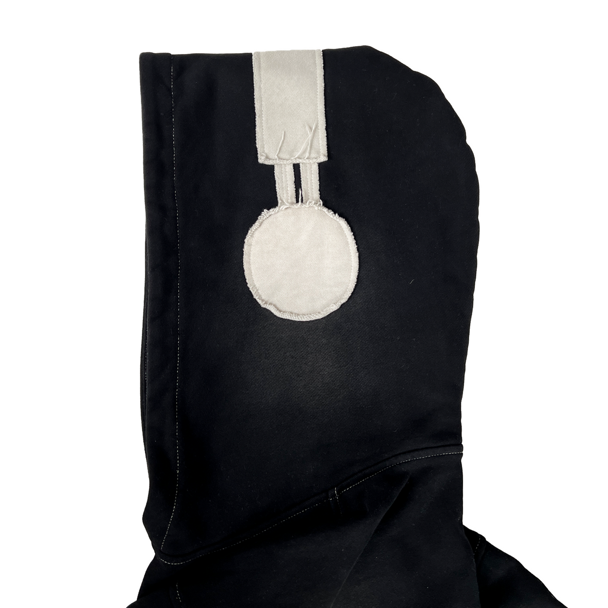 Headphones sewn onto hoodie